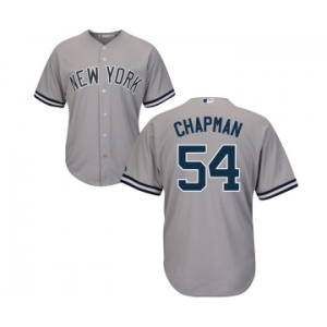 Men's Majestic New York Yankees #54 Aroldis Chapman Replica Grey Road MLB Jersey