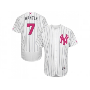 Men's Majestic New York Yankees #7 Mickey Mantle Authentic White 2016 Mother's Day Fashion Flex Base MLB Jersey