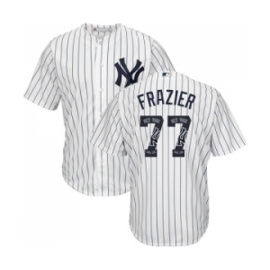 Men's Majestic New York Yankees #77 Clint Frazier Authentic White Team Logo Fashion MLB Jersey