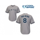 Men's Majestic New York Yankees #8 Yogi Berra Replica Grey Road MLB Jersey