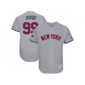 Men's Majestic New York Yankees #99 Aaron Judge Grey Stars & Stripes Authentic Collection Flex Base MLB Jersey