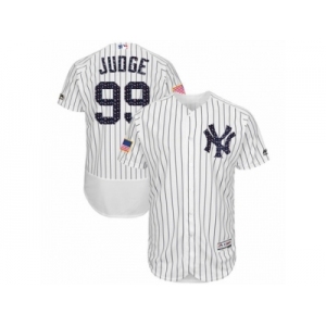 Men's Majestic New York Yankees #99 Aaron Judge White Stars & Stripes Authentic Collection Flex Base MLB Jersey