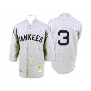 Men's Mitchell and Ness 1929 New York Yankees #3 Babe Ruth Authentic Grey Throwback MLB Jersey