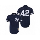 Men's Mitchell and Ness 1995 New York Yankees #42 Mariano Rivera Authentic Navy Blue Throwback MLB Jersey