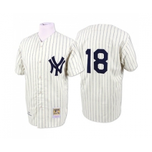 Men's Mitchell and Ness New York Yankees #18 Don Larsen Authentic White Throwback MLB Jersey