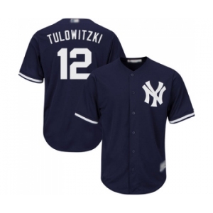 Men's New York Yankees #12 Troy Tulowitzki Replica Navy Blue Alternate Baseball Jersey