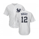 Men's New York Yankees #12 Wade Boggs Authentic White Team Logo Fashion Baseball Jersey