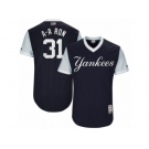 Men's New York Yankees #31 Aaron Hicks ’A-A Ron‘ Majestic Navy 2017 Players Weekend Authentic Jersey