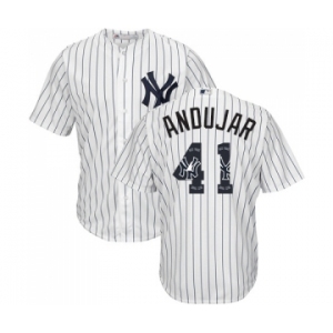 Men's New York Yankees #41 Miguel Andujar Authentic White Team Logo Fashion Baseball Jersey