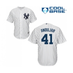 Men's New York Yankees #41 Miguel Andujar Replica White Home Baseball Jersey