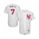 Men's New York Yankees #7 Mickey Mantle Authentic White 2016 Mother's Day Fashion Flex Base Baseball Jersey