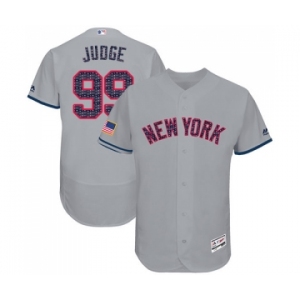 Men's New York Yankees #99 Aaron Judge Grey Stars & Stripes Authentic Collection Flex Base Baseball Jersey