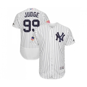 Men's New York Yankees #99 Aaron Judge White Stars & Stripes Authentic Collection Flex Base Baseball Jersey