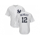 New York Yankees #12 Chase Headley White Strip Team Logo Fashion Stitched MLB Jersey