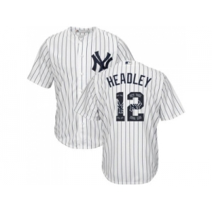 New York Yankees #12 Chase Headley White Strip Team Logo Fashion Stitched MLB Jersey