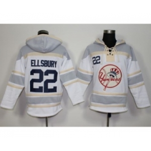 New York Yankees #22 Jacoby Ellsbury White Sawyer Hooded Sweatshirt MLB Hoodie