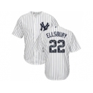 New York Yankees #22 Jacoby Ellsbury White Strip Team Logo Fashion Stitched MLB Jersey