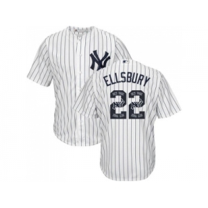 New York Yankees #22 Jacoby Ellsbury White Strip Team Logo Fashion Stitched MLB Jersey