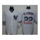 New York Yankees #22 Jacoby Ellsbury White Strip USA Flag Fashion Stitched Baseball Jersey