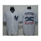 New York Yankees #25 Mark Teixeira White Strip USA Flag Fashion Stitched Baseball Jersey