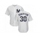 New York Yankees #30 David Robertson Authentic White Team Logo Fashion MLB Jersey