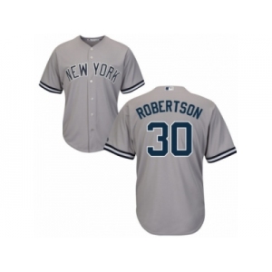 New York Yankees #30 David Robertson Replica Grey Road MLB Jersey