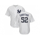 New York Yankees #52 C.C. Sabathia White Strip Team Logo Fashion Stitched MLB Jersey