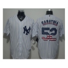 New York Yankees #52 C.C. Sabathia White Strip USA Flag Fashion Stitched Baseball Jersey