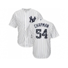 New York Yankees #54 Aroldis Chapman White Strip Team Logo Fashion Stitched MLB Jersey