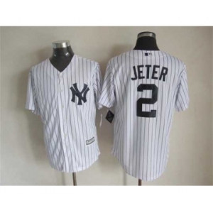 mlb jerseys new york yankees #2 jeter white-1(black strip)