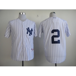 mlb jerseys new york yankees #2 jeter white [black strip]