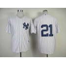 mlb jerseys new york yankees #21 white(black strip)