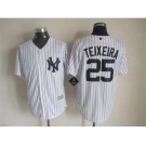 mlb jerseys new york yankees #25 teixeira white-1(black strip)