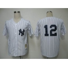 mlb new york yankees #12 ransom m&n white[black stripe]