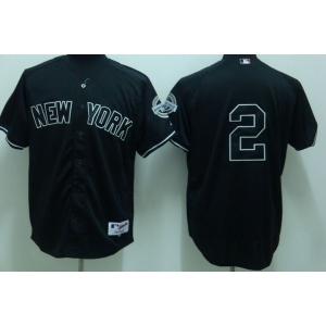 mlb new york yankees #2 jeter black(2009 logo)