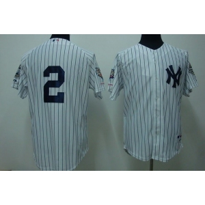 mlb new york yankees #2 jeter white(2009 logo)