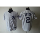 mlb new york yankees #2 jeter white(black strip)[3000 hits patch].带名有水印