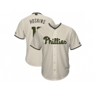 Men Philadelphia Phillies #17 Rhys Hoskins Cream New Cool Base 2018 Memorial Day Stitched MLB Jersey