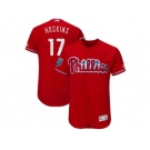 Men Philadelphia Phillies #17 Rhys Hoskins Majestic Scarlet 2018 Spring Training Flex Base Player Jersey