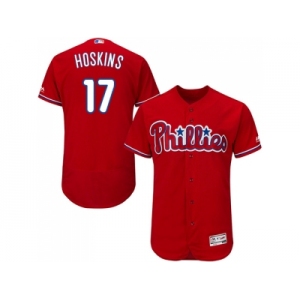 Men Philadelphia Phillies #17 Rhys Hoskins Red Flexbase Authentic Collection Stitched MLB Jersey