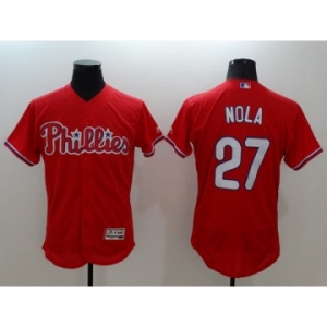 Men Philadelphia Phillies #27 Aaron Nola Majestic Red Flexbase Authentic Collection Player