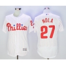 Men Philadelphia Phillies #27 Aaron Nola Majestic White Flexbase Authentic Collection Player