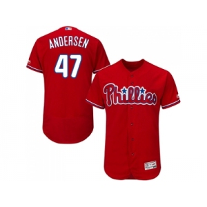 Men Philadelphia Phillies #47 Larry Andersen Red Flexbase Authentic Collection Stitched MLB Jersey