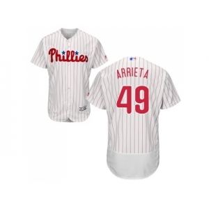 Men Philadelphia Phillies #49 Jake Arrieta White(Red Strip) Flexbase Authentic Collection Stitched MLB Jersey