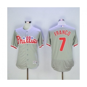 Men Philadelphia Phillies #7 Maikel Franco Majestic Grey Flexbase Authentic Collection Player Jersey