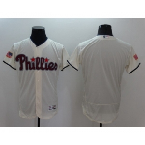 Men Philadelphia Phillies Balnk Majestic Cream 2016 Independence Day Stars & Stripes Flex Base Team Jersey