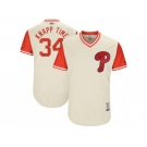 Men's 2017 Little League World Series Phillies #34 Andrew Knapp Knapp Time Tan Jersey