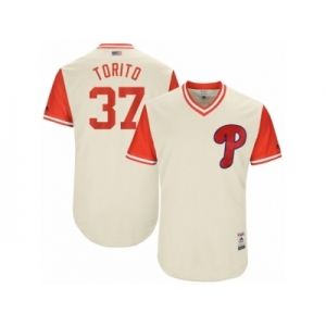 Men's 2017 Little League World Series Phillies #37 Odubel Herrera Torito Tan Jersey