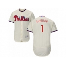 Men's Majestic Philadelphia Phillies #1 Richie Ashburn Cream Flexbase Authentic Collection MLB Jersey