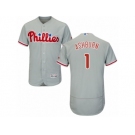 Men's Majestic Philadelphia Phillies #1 Richie Ashburn Grey Flexbase Authentic Collection MLB Jersey